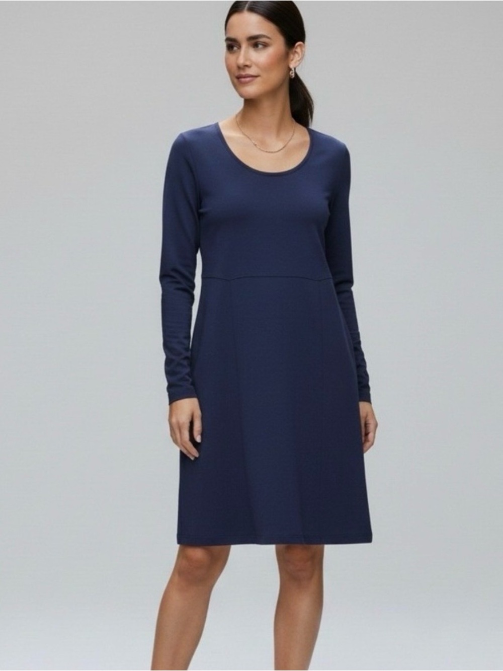 Duluth Trading Co Blue Long Sleeve Knit Dress Size M Stretch Comfort Workwear
